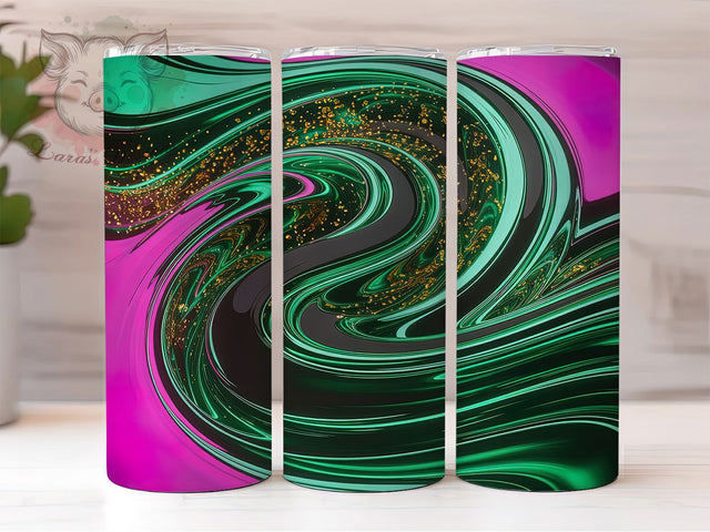 Vibrant Neon Oil Slick Slime Tumbler, Oil Slick Wrap, 20oz Tumbler Sublimation, Green & Pink Glow Design, Psychedelic Slime Tumbler, Vibrant Ooze Wrap, Electric Grunge Sublimation Sublimation Lara' s Designs 