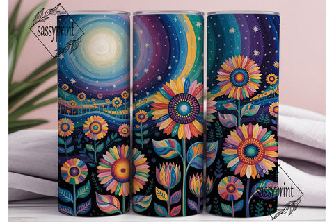 Vibrant Night Sunflower 20oz Tumbler Sublimation sassyprint 