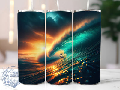 Vibrant Ocean Surfer Wave Tumbler, Ocean Surf Tumbler, Surfing Adventure Wrap, Vibrant Beach Wrap, Artistic Surf Wrap, Sublimation Design, Trendy Gift Idea Sublimation ToriDesigns 