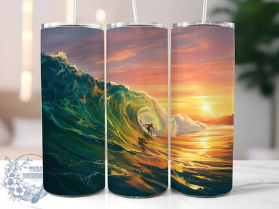 Vibrant Ocean Surfer Wave Tumbler, Ocean Surf Tumbler, Surfing Adventure Wrap, Vibrant Beach Wrap, Artistic Surf Wrap, Sublimation Design, Trendy Gift Idea Sublimation ToriDesigns 