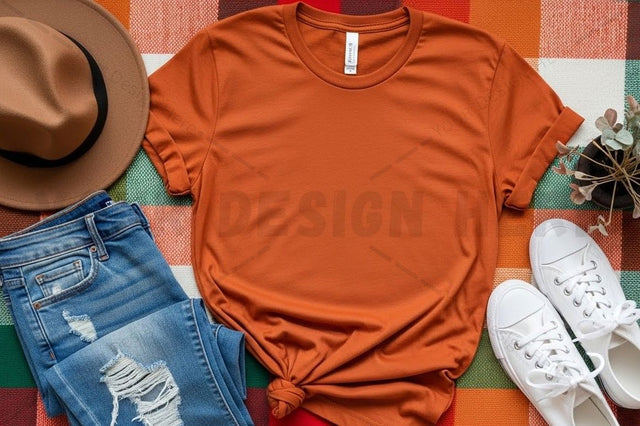 Vibrant orange t-shirt mockup design Mock Up Photo Designangry 