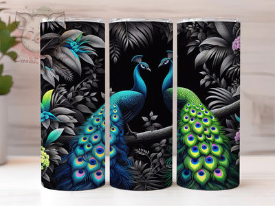 Vibrant Peacock Tropical Bird Tumbler, Colorful Tumbler, Bird Tumbler, Tropical Tumbler, 20oz Sublimation Wrap, Nature Tumbler, Vibrant Tumbler Sublimation Lara' s Designs 