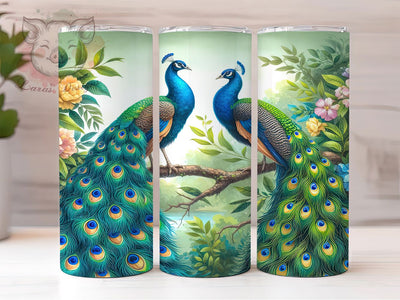 Vibrant Peacock Tropical Bird Tumbler, Colorful Tumbler, Bird Tumbler, Tropical Tumbler, 20oz Sublimation Wrap, Nature Tumbler, Vibrant Tumbler Sublimation Lara' s Designs 