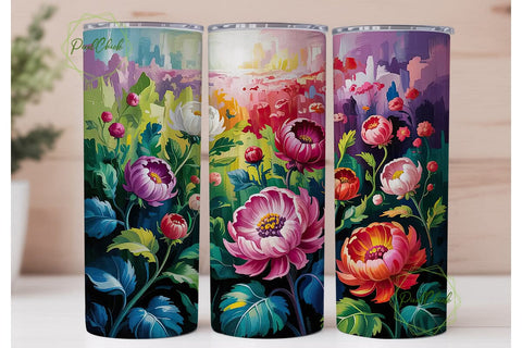 Vibrant Pink Floral Garden 20oz Tumbler Sublimation PixelChick 