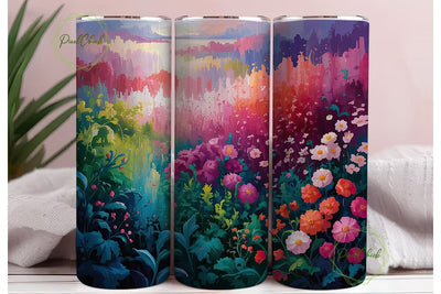 Vibrant Pink Floral Garden 20oz Tumbler Sublimation PixelChick 