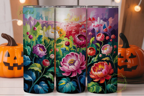 Vibrant Pink Floral Garden 20oz Tumbler Sublimation PixelChick 