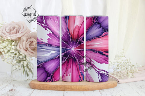 Vibrant Pink Purple Fluid Art Tumbler Sublimation sassyprint 