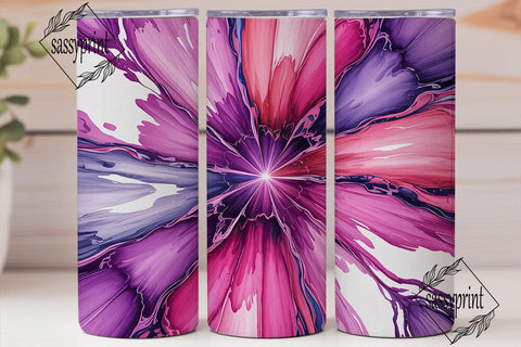 Vibrant Pink Purple Fluid Art Tumbler Sublimation sassyprint 