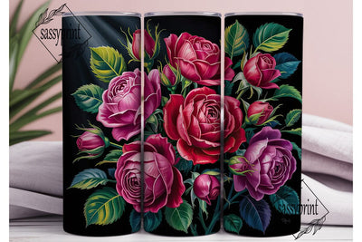 Vibrant Pink Roses 20oz Tumbler Wrap Sublimation sassyprint 