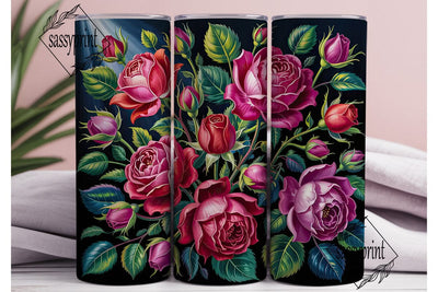 Vibrant Pink Roses 20oz Tumbler Wrap Sublimation sassyprint 