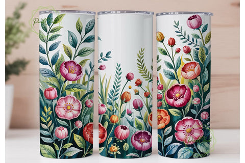 Vibrant Pink Teal Floral Tumbler Wrap Sublimation PixelChick 