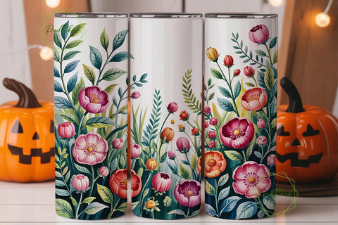 Vibrant Pink Teal Floral Tumbler Wrap Sublimation PixelChick 