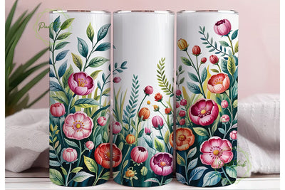 Vibrant Pink Teal Floral Tumbler Wrap Sublimation PixelChick 