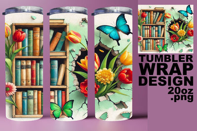 vibrant PNG for gifts! , Eye-catching tumbler wrap, Books Sublimation HoodArtCraft 