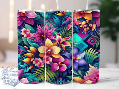 Vibrant Polynesian Tribal Tumbler, Tribal Tumbler Design, Seamless Island Wrap, Vibrant Polynesian Wrap, Artistic Tribal Wrap, Sublimation Design, Trendy Gift Idea Sublimation ToriDesigns 