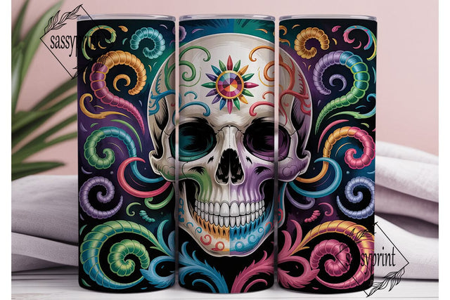 Vibrant Psychedelic Skull 20oz Tumbler Sublimation sassyprint 