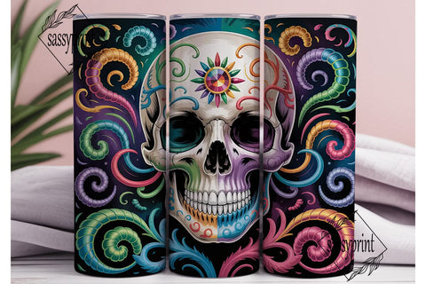 Vibrant Psychedelic Skull 20oz Tumbler Sublimation sassyprint 