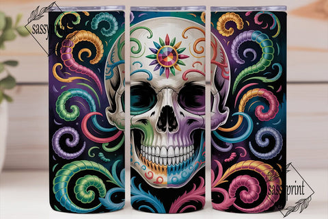 Vibrant Psychedelic Skull 20oz Tumbler Sublimation sassyprint 