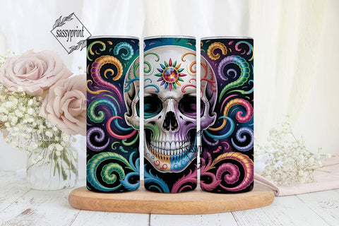 Vibrant Psychedelic Skull 20oz Tumbler Sublimation sassyprint 