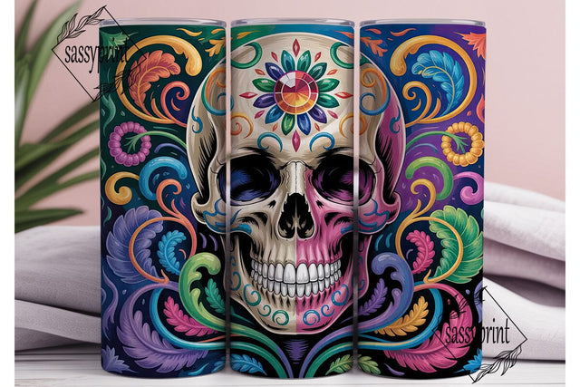 Vibrant Psychedelic Skull 20oz Tumbler Sublimation sassyprint 