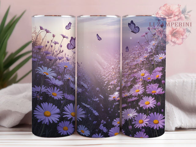 Vibrant Purple Floral Butterfly Tumbler, Floral Butterfly Tumbler, Vibrant Purple Wrap, Artistic Butterfly Wrap, Elegant Floral Wrap, Sublimation Design, Trendy Gift Idea Sublimation Li Zamperini 