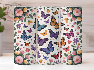 Vibrant Rainbow Butterfly 20oz Tumbler, Colorful Cup Wrap, Artistic Butterfly Design, Sublimation Tumbler Wrap, 20Oz Tumbler Design, Vibrant Rainbow Cup, Stylish Butterfly Wrap Sublimation Lara' s Designs 