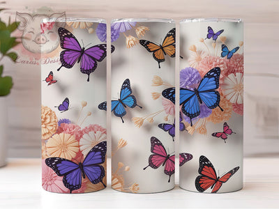 Vibrant Rainbow Butterfly 20oz Tumbler, Colorful Cup Wrap, Artistic Butterfly Design, Sublimation Tumbler Wrap, 20Oz Tumbler Design, Vibrant Rainbow Cup, Stylish Butterfly Wrap Sublimation Lara' s Designs 