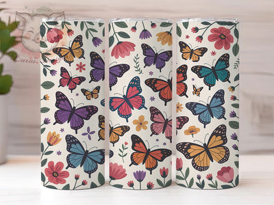 Vibrant Rainbow Butterfly 20oz Tumbler, Colorful Cup Wrap, Artistic Butterfly Design, Sublimation Tumbler Wrap, 20Oz Tumbler Design, Vibrant Rainbow Cup, Stylish Butterfly Wrap Sublimation Lara' s Designs 