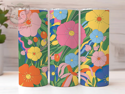 Vibrant Rainbow Floral Tumbler, Vibrant Spring Tumbler, Stylish 20oz Wrap, Sublimation Design, Trendy Gift Idea, Colorful Rainbow Wrap, Botanical Spring Tumbler Sublimation Lara' s Designs 