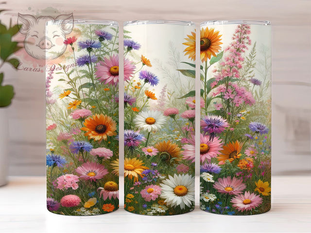 Vibrant Rainbow Garden Floral Tumbler Wrap, Vibrant Garden Design, Botanical Print Art, Spring Flower Cup, Colorful Nature Gift, Garden Pattern Wrap, Bright Sublimation Sublimation Lara' s Designs 