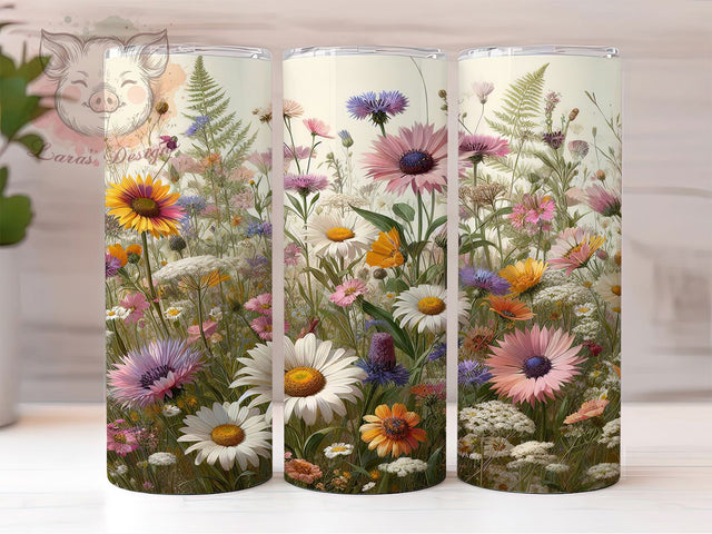 Vibrant Rainbow Garden Floral Tumbler Wrap, Vibrant Garden Design, Botanical Print Art, Spring Flower Cup, Colorful Nature Gift, Garden Pattern Wrap, Bright Sublimation Sublimation Lara' s Designs 
