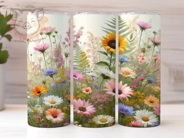 Vibrant Rainbow Garden Floral Tumbler Wrap, Vibrant Garden Design, Botanical Print Art, Spring Flower Cup, Colorful Nature Gift, Garden Pattern Wrap, Bright Sublimation Sublimation Lara' s Designs 