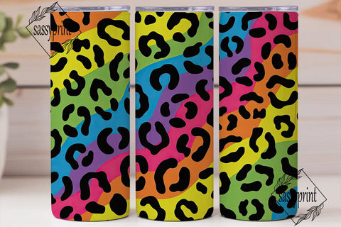 Vibrant Rainbow Leopard Print Skinny PNG Sublimation sassyprint 