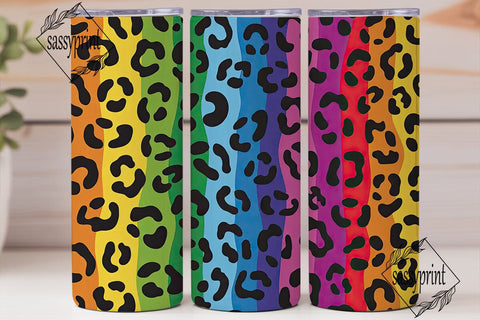 Vibrant Rainbow Leopard Print Skinny PNG Sublimation sassyprint 