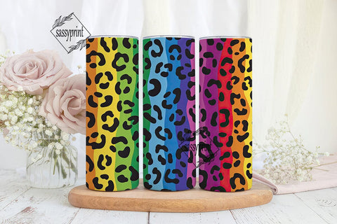 Vibrant Rainbow Leopard Print Skinny PNG Sublimation sassyprint 