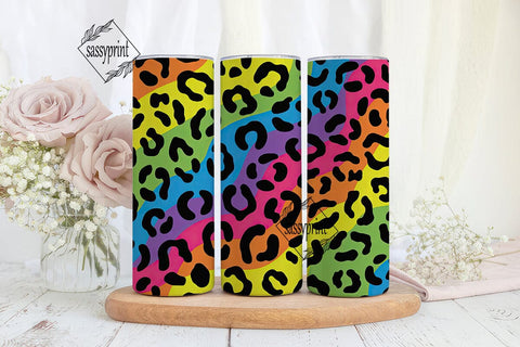 Vibrant Rainbow Leopard Print Skinny PNG Sublimation sassyprint 