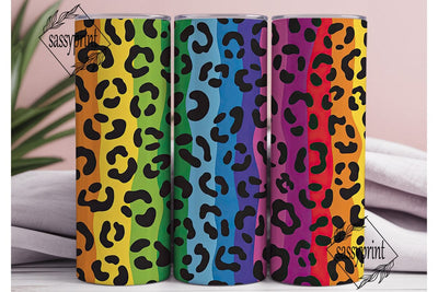 Vibrant Rainbow Leopard Print Skinny PNG Sublimation sassyprint 