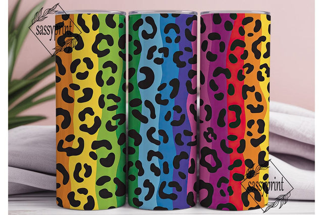 Vibrant Rainbow Leopard Print Skinny PNG Sublimation sassyprint 