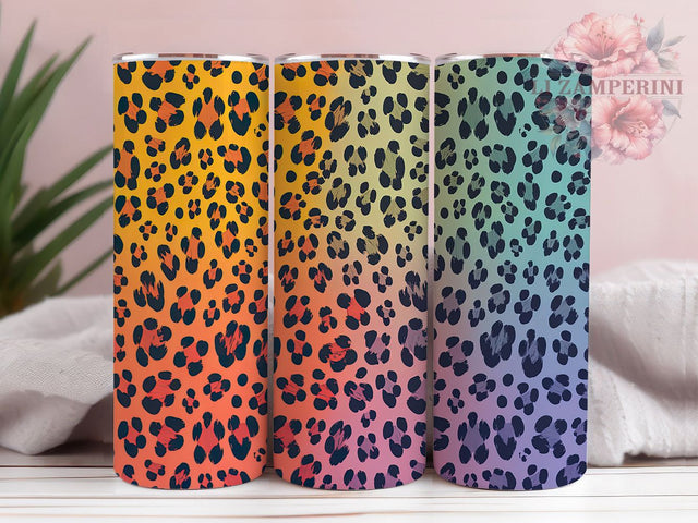 Vibrant Rainbow Leopard Safari Tumbler Wrap, Colorful Cheetah Print Design, 20oz Skinny Tumbler Wrap, Bright Animal Print Sublimation, Funky Leopard Tumbler Wrap Sublimation Li Zamperini 