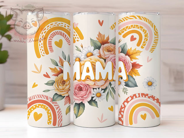 Vibrant Rainbow Mama 20oz Tumbler, Rainbow Tumbler Wrap, Sublimation Wrap, 20oz Tumbler Design, Mother’s Day Gift, PNG Tumbler Wrap, Mom Quote Sublimation Lara' s Designs 