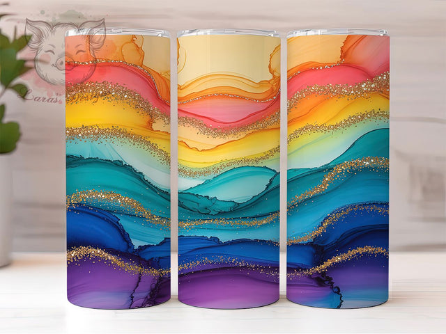 Vibrant Rainbow Ombre Glitter Tumbler, Radiant Ombre Wrap, 20oz Tumbler Sublimation, Sparkling Color Fade Design, Bright Gradient Tumbler, Neon Glitter Wrap, Vibrant Ombre Sublimation Sublimation Lara' s Designs 