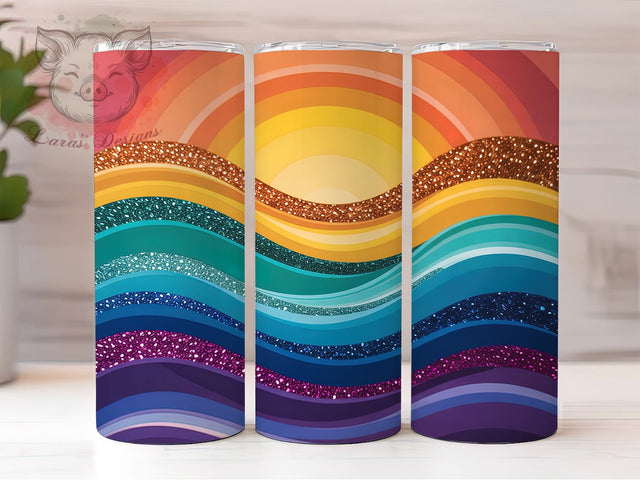 Vibrant Rainbow Ombre Glitter Tumbler, Radiant Ombre Wrap, 20oz Tumbler Sublimation, Sparkling Color Fade Design, Bright Gradient Tumbler, Neon Glitter Wrap, Vibrant Ombre Sublimation Sublimation Lara' s Designs 