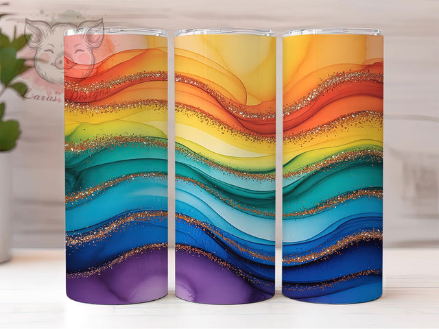 Vibrant Rainbow Ombre Glitter Tumbler, Radiant Ombre Wrap, 20oz Tumbler Sublimation, Sparkling Color Fade Design, Bright Gradient Tumbler, Neon Glitter Wrap, Vibrant Ombre Sublimation Sublimation Lara' s Designs 