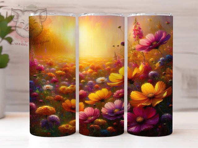 Vibrant Rainbow Wildflower Tumbler, Bright Floral Design, Summer Garden Cup, Colorful Nature Gift, Wildflower Pattern Art, Vibrant Bloom Design, Garden Lover Present Sublimation Lara' s Designs 