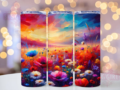 Vibrant Rainbow Wildflower Tumbler, Colorful Field Flowers Tumbler, Vibrant Rainbow Wrap, Whimsical Wildflower Wrap, Spring Rainbow Wrap, Sublimation Design, Trendy Gift Idea Sublimation SvggirlplusArt 