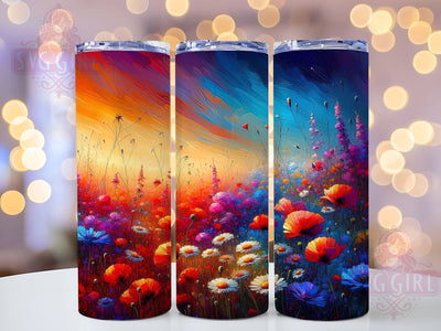 Vibrant Rainbow Wildflower Tumbler, Colorful Field Flowers Tumbler, Vibrant Rainbow Wrap, Whimsical Wildflower Wrap, Spring Rainbow Wrap, Sublimation Design, Trendy Gift Idea Sublimation SvggirlplusArt 