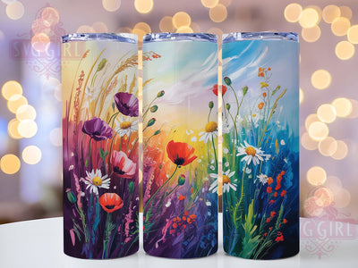 Vibrant Rainbow Wildflower Tumbler, Colorful Field Flowers Tumbler, Vibrant Rainbow Wrap, Whimsical Wildflower Wrap, Spring Rainbow Wrap, Sublimation Design, Trendy Gift Idea Sublimation SvggirlplusArt 