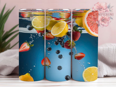 Vibrant & Refreshing Juicy Fruit Tumbler, Water Droplet Design, Hyper-Realistic Fruit Wrap, 3D Summer Sublimation, 20oz Refreshing Tumbler, Tropical Fruit Lover Gift Sublimation Li Zamperini 