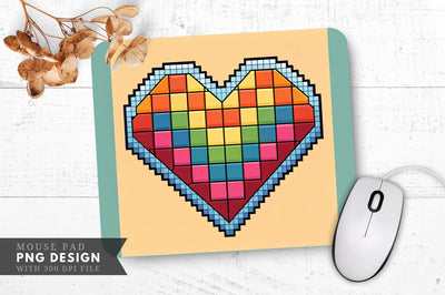 Vibrant Retro Pixel-Art Stained Glass Mouse Pad PNG Design Sublimation Regulrcrative 