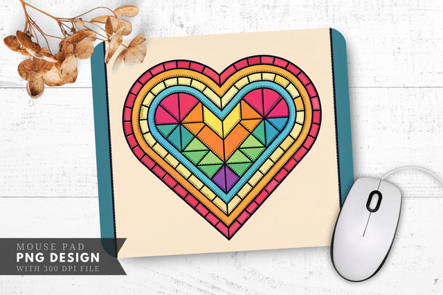 Vibrant Retro Pixel-Art Stained Glass Mouse Pad PNG Design Sublimation Regulrcrative 